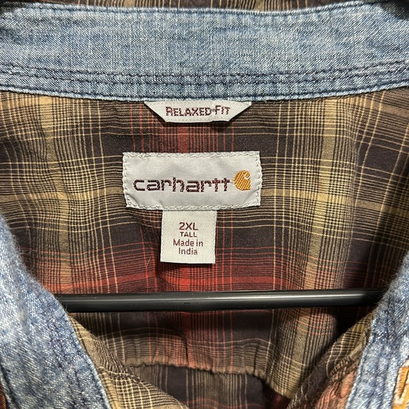 Carhartt Relaxed Fit Pearl Snap Plaid Button Down size 2XLT - Picture 2 of 4